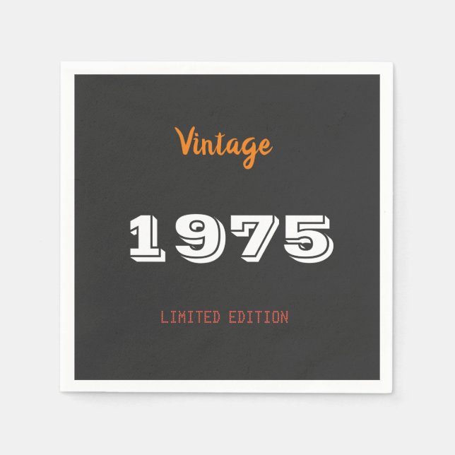 Vintag 1975 Limited Edition 50. Geburtstag Napkins Serviette (Vorderseite)