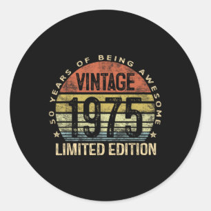 Vintag 1975 Limited Edition 50-jährige Geschenke 5 Runder Aufkleber