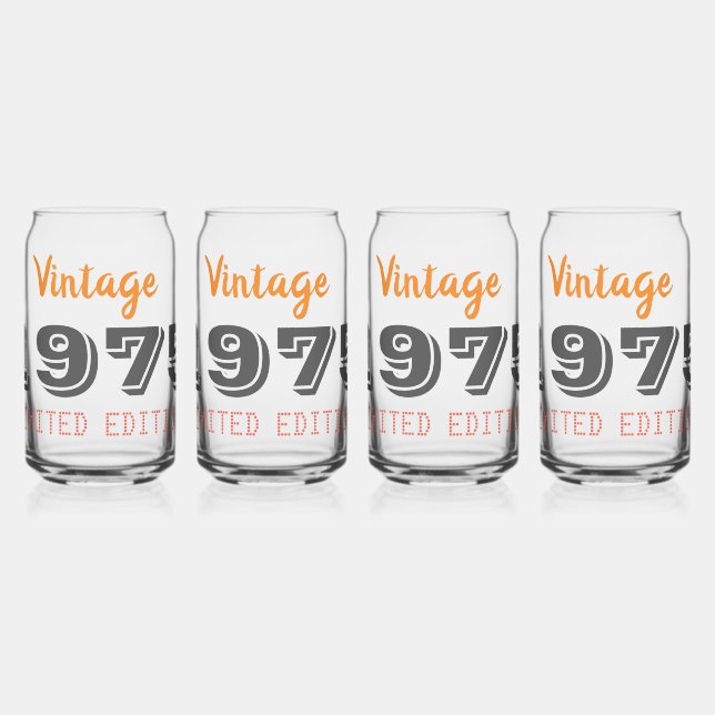 Vintag 1975 limitierte Auflage 50. Geburtstagsgesc Dosenglas (Links)