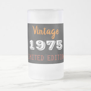 Vintag 1975 limitierte Auflage 50. Geburtstagsgesc Mattglas Bierglas