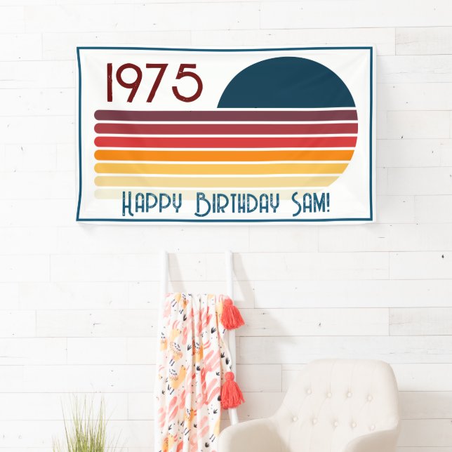 Vintag 1975 Retro Stripe Sun 50. Geburtstag Banner (Insitu)