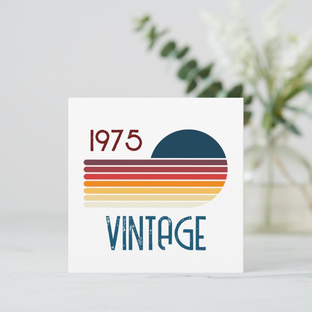 Vintag 1975 Retro Stripe Sun 50. Geburtstag Dankeskarte (Stehend Vorderseite)
