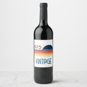 Vintag 1975 Retro Stripe Sun Weinetikett