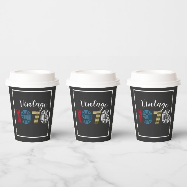 Vintag 1976 Retro Stripe Nummer 50. Geburtstag Pappbecher (Multi)