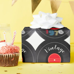 Vintag 1976 Retro Stripe Record 50. Geburtstag Geschenkpapier