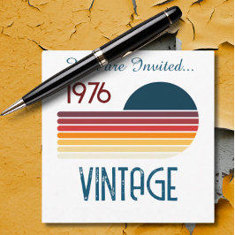 Vintag 1976 Retro Stripe Sun 50. Geburtstag Einladung