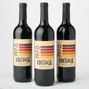 Vintag 1976 Retro Stripe Sun 50. Geburtstag Weinetikett