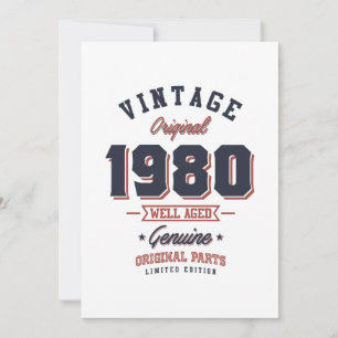 Vintag 1980 Geboren 1980 Retro Geburtstagsgeschenk Dankeskarte