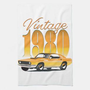 Vintag 1980 Retro-Auto Geschirrtuch