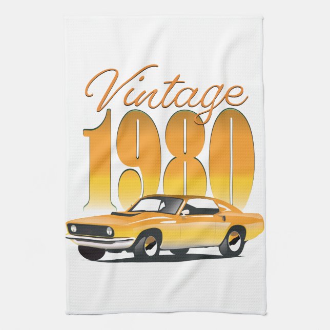 Vintag 1980 Retro-Auto Geschirrtuch (Vertikal)