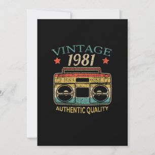 Vintag 1981 Radio Authentic Quality B-Day Geschenk Einladung