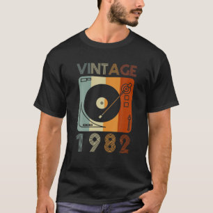 Vintag 1982 Retro Record Player Geburtstag Vinyl D T-Shirt