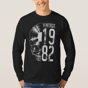Vintag 1982 Vinyl Record Audiophile Gothic Skull T-Shirt