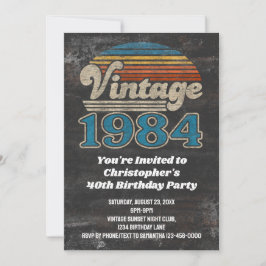Vintag 1984 Geburtstag 40. Geburtstag Sonnenunterg Einladung