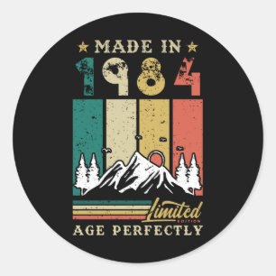 Vintag 1984 Geburtstag Runder Aufkleber