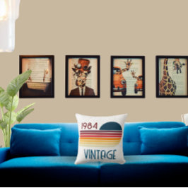 Vintag 1984 Retro Stripe Sun 40. Geburtstag Kissen