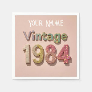 Vintag 1984 Sparkle Napkin: Glitternde Erinnerunge Serviette