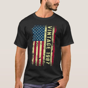 Vintag 1987 Amerikanische Fahne 36 Jahre alt 36 Ja T-Shirt
