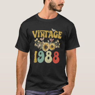 Vintag 1988 Sonnenblume Butterfly Retro Groovy 35. T-Shirt