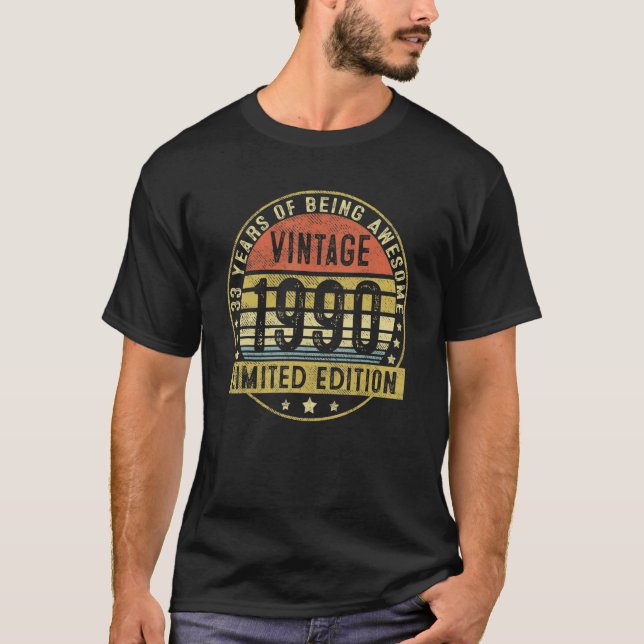 Vintag 1990 33. Geburtstag 33. T-Shirt (Vorderseite)