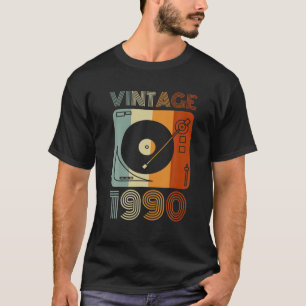 Vintag 1990 Retro Record Player Geburtstag Vinyl D T-Shirt