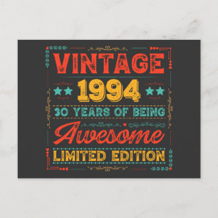 Vintag 1994 Made in 1994 30 th Birthday 30 Years Feiertagspostkarte