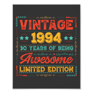 Vintag 1994 Made in 1994 30 th Birthday 30 Years Fotodruck
