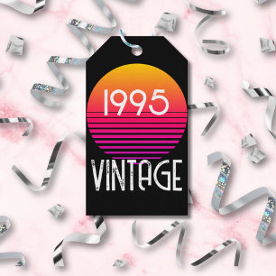 Vintag 1995 Neon Retro Stripe Sun 30. Geburtstag Geschenkanhänger
