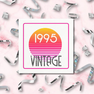 Vintag 1995 Neon Retro Stripe Sun 30. Geburtstag Serviette