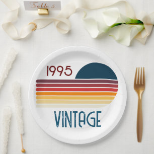 Vintag 1995 Retro Stripe Sun 30. Geburtstag Pappteller