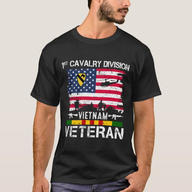 Vintag 1. Kavallerieabteilung Vietnam Veteran T-Shirt (Vorderseite)