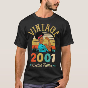 Vintag 2001 21. Geburtstag Afro Black Woman 21 Ja T-Shirt