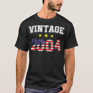 Vintag 2004 20 Jahre alte amerikanische Flagge Geb T-Shirt