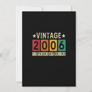 Vintag 2006 17. Geburtstagsgeschenke 2006 17 Y Einladung