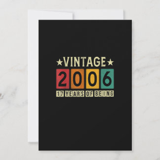 Vintag 2006 17. Geburtstagsgeschenke 2006 17 Y Einladung