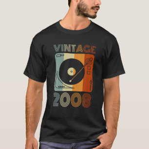 Vintag 2008 Retro Record Player Geburtstag Vinyl D T-Shirt