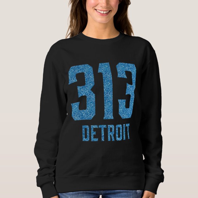 Vintag 313-Detroit-Bereichscode gestört Sweatshirt (Vorderseite)
