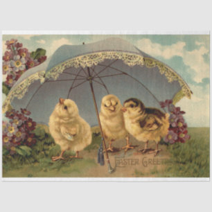 Vintag 3 Hühner Ostern Urlaub Seidenpapier