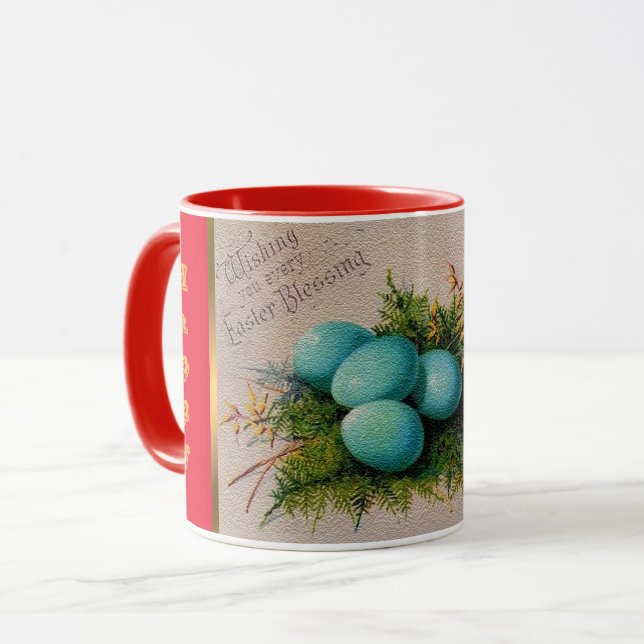 Vintag 4 Eier Osterferien Tasse (Vorderseite Links)