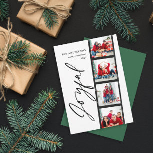 Vintag 4 Foto Collage Typografie Grün Weihnachten