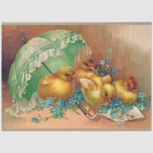 Vintag 4 Hühner Ostern Urlaub Seidenpapier