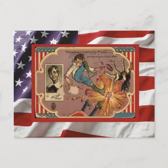 Vintag 4. Juli, Feier, Feuerwehr Einladungspostkarte (Vorderseite)
