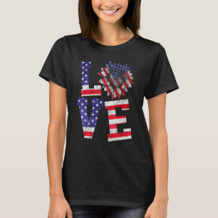 Vintag 4. Juli Liebe Sonnenblume Patriotische Amer T-Shirt
