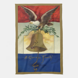 Vintag 4. Juli mit Eagle und Liberty Bell Ki Geschirrtuch