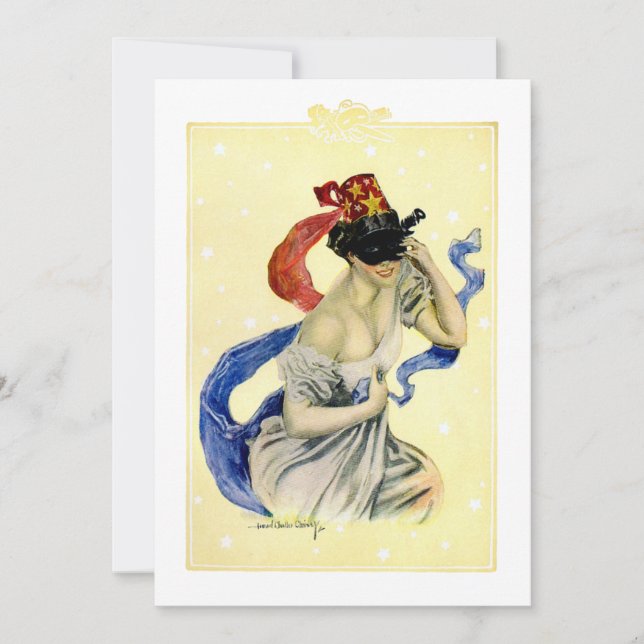 Vintag 4. Juli Patriotic Masquerade Party Einladung (Vorderseite)