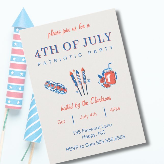 Vintag 4. Juli Patriotische Party Feier Einladung (Vintage 4th of July Patriotic Party Celebration Invitation
)