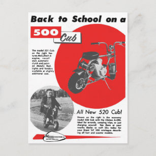 Vintag 500 Cub Mini Bike Postkarte