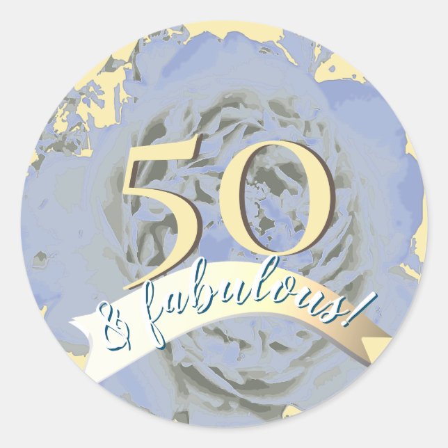 Vintag 50 und fabelhaft! Blaue Birne Runder Aufkleber (Vorderseite)