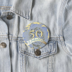 Vintag 50 und fabelhaft! Golden 50 w/blue peony Button