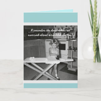 Vintag "50er Girl Ironing Happy Birthday Karte